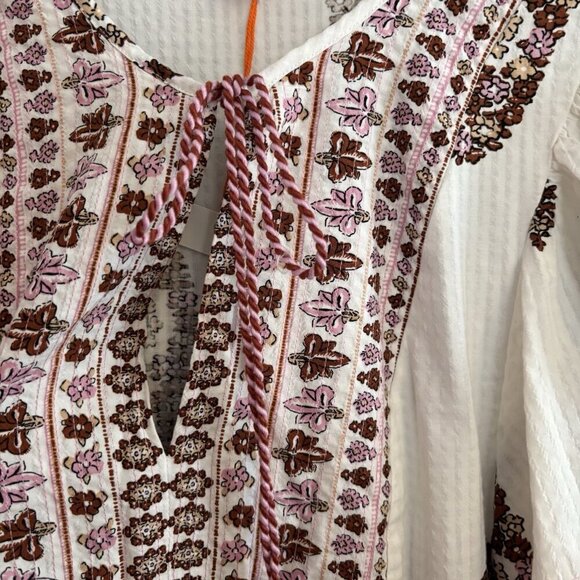 Knox Rose Women's Medium White Paisley Babydoll Top Lightweight Boho Flutter Sle - Picture 10 of 16